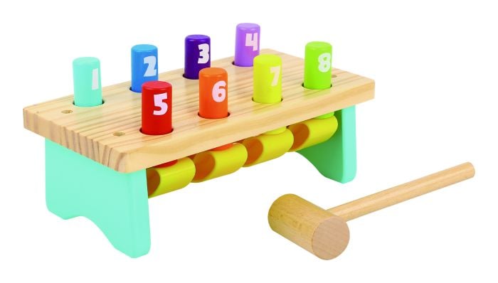 Wooden Knock Bench Playset Toddler Development Toy