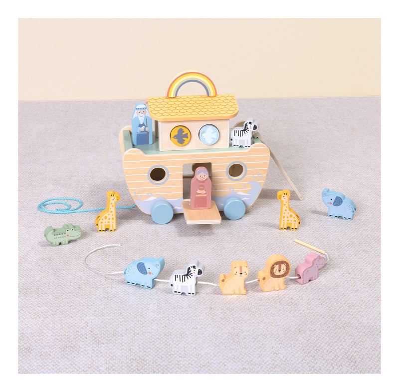 Wooden Noah's Ark Play Set with animal pairs alternate view