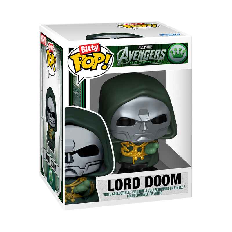 Avengers: Doomsday - Lord Doom with Doomstadt Tower Funko Bitty Pop! Town packaging view