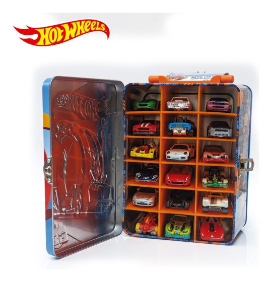 Hot Wheels Car Storage Case Blue Tin Box
