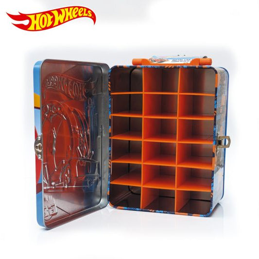 Hot Wheels Car Storage Case Blue Tin Box, alternate view