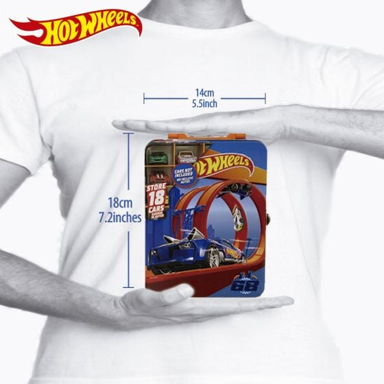 Hot Wheels Car Storage Case Blue Tin Box