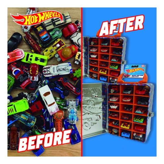 Hot Wheels Car Storage Case Blue Tin Box