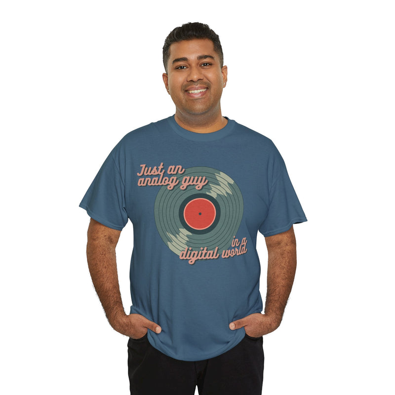 'Just an Analog Guy, In a Digital World' Men's T-Shirt, rear view