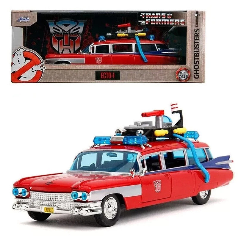Jada Transformers X Ghostbusters Ecto-1 W/Prime Graphics Die-Cast 1:32 Collectible Car