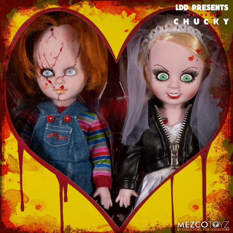 Living Dead Dolls Presents Bride of Chucky Chucky and Tiffany Box Set close up detail