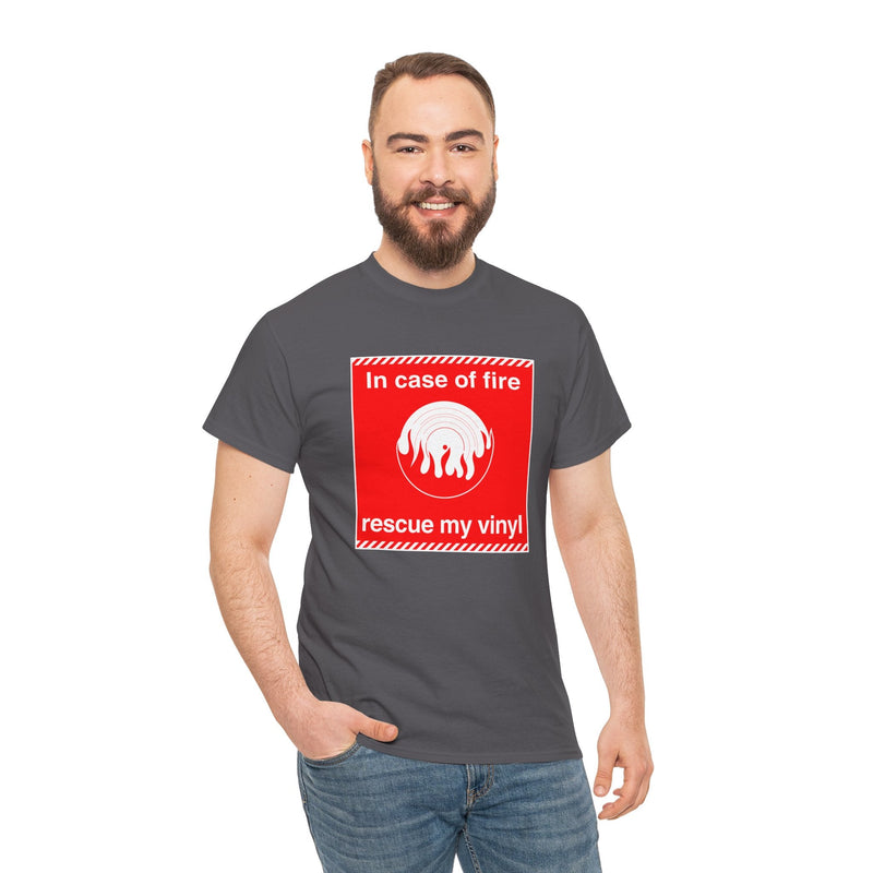 'In Case of Fire, Save My Vinyl' T-Shirt, product detail