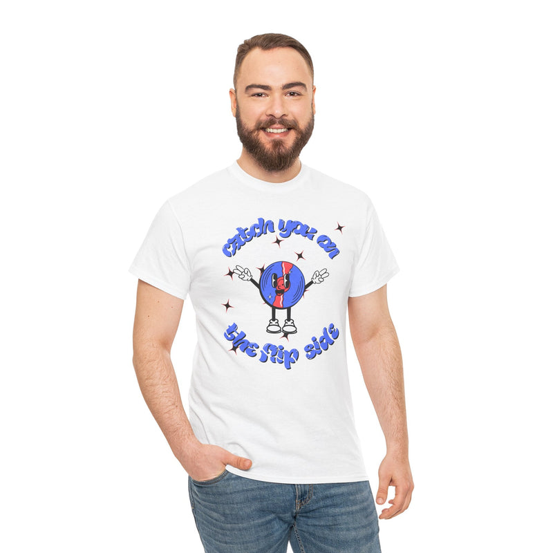 'Catch You On The Flip Side' Men's Vinyl T-Shirt, rear view