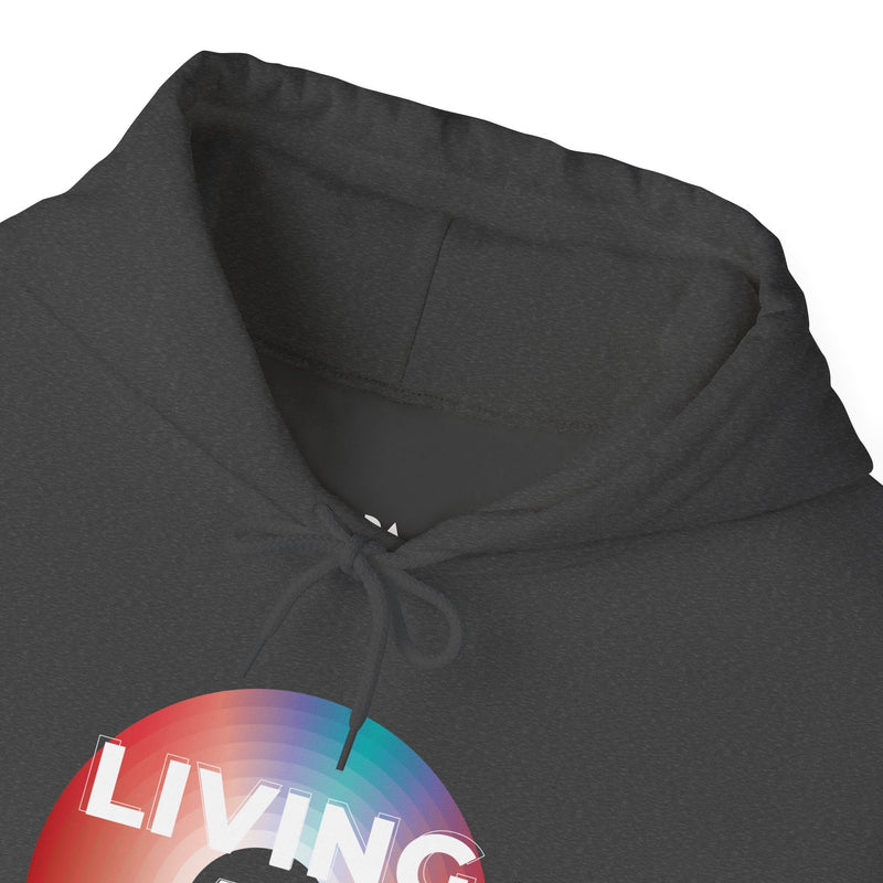 'Living at 33rpm' Men's Hoodie, rear view