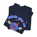 'Catch You On The Flip Side' Men's Vinyl T-Shirt, size reference