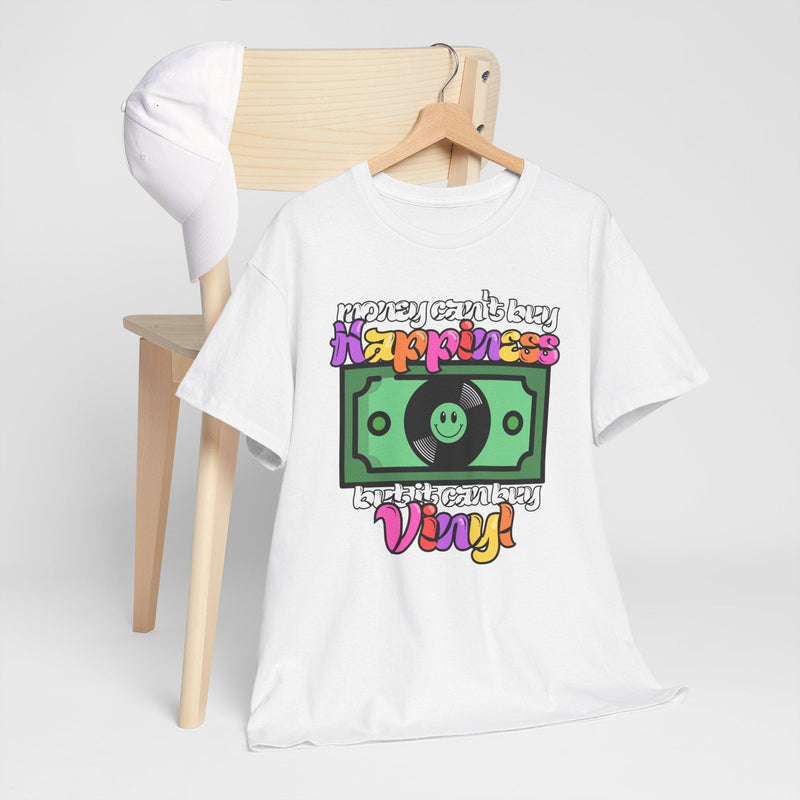 'Money can't buy happiness' Men's Vinyl T-Shirt, alternate view