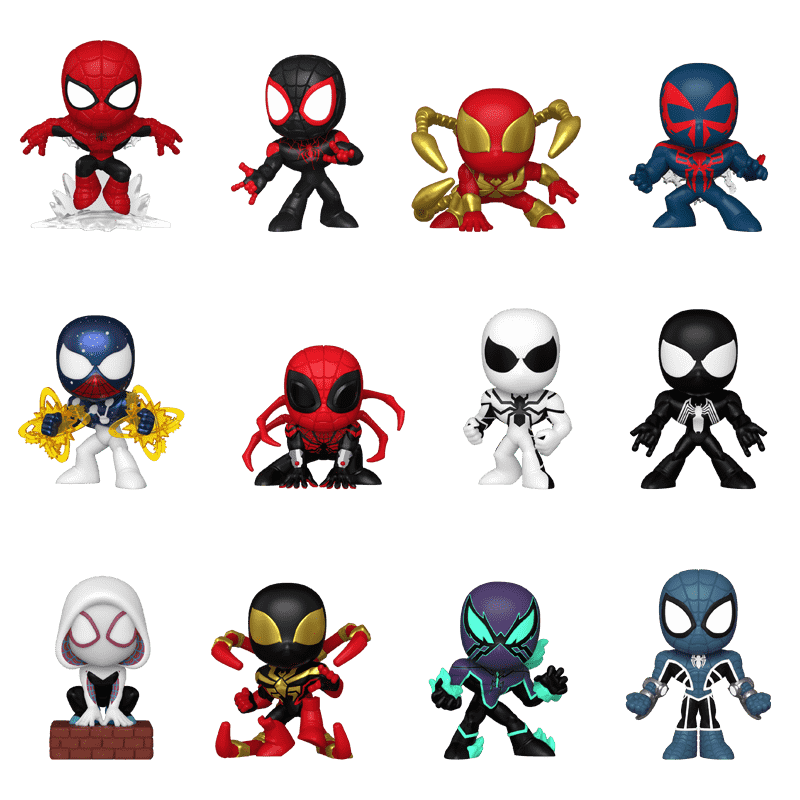 Mystery Minis - Spiderman 12pc PDQ Funko Pop! Vinyl Figures, close-up detail