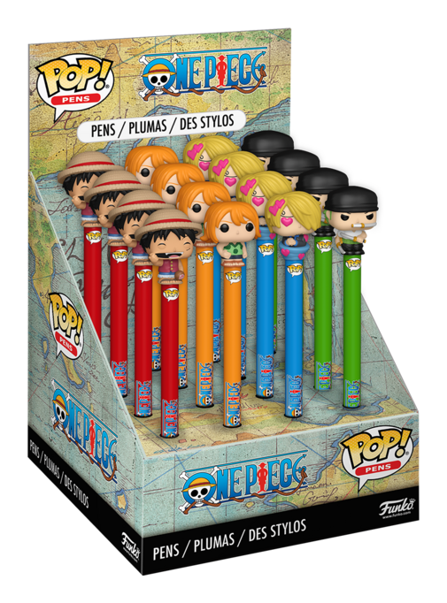 Pen Toppers - One Piece 16pc PDQ Funko Pop! Vinyl Figures, side angle