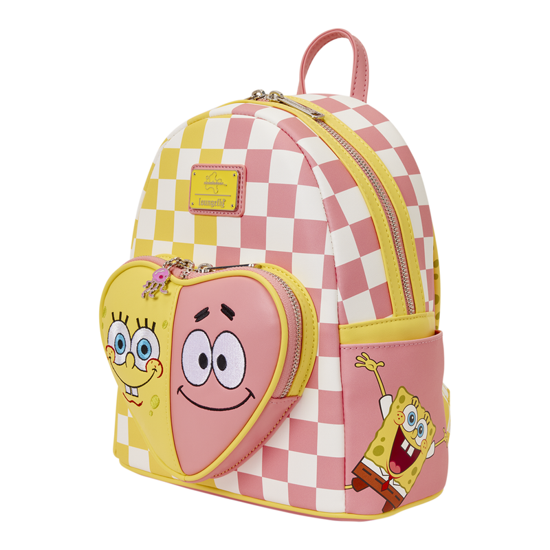 SpongeBob SquarePants and Patrick Checkered Loungefly Mini Backpack side angle