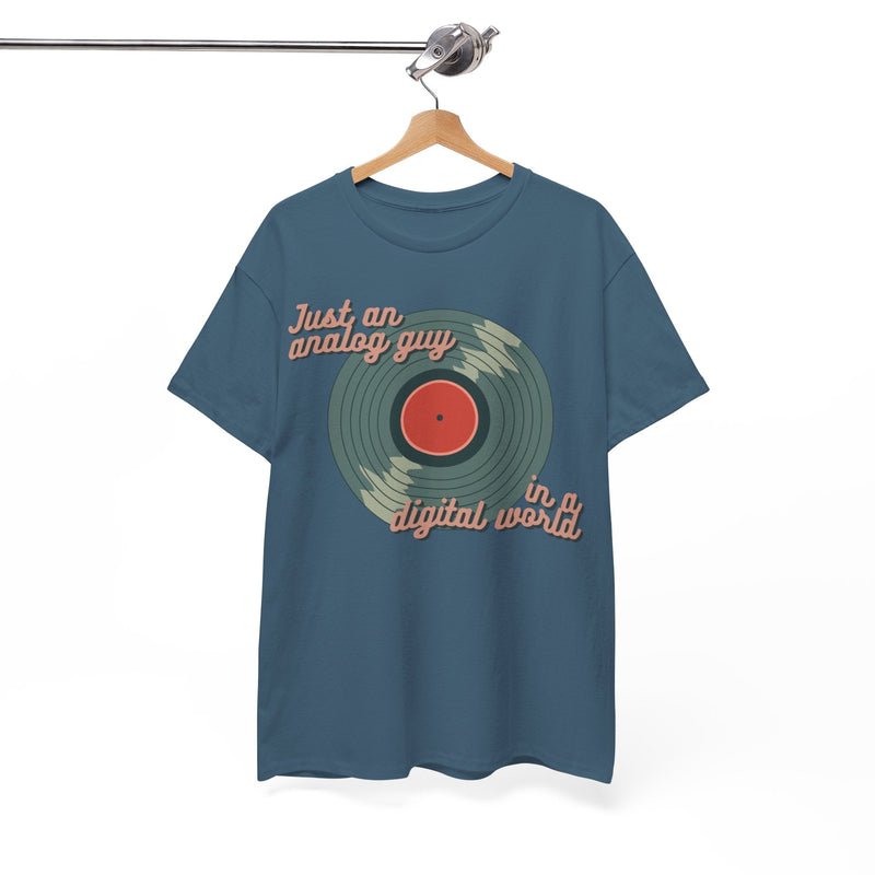 'Just an Analog Guy, In a Digital World' Men's T-Shirt, showing reverse