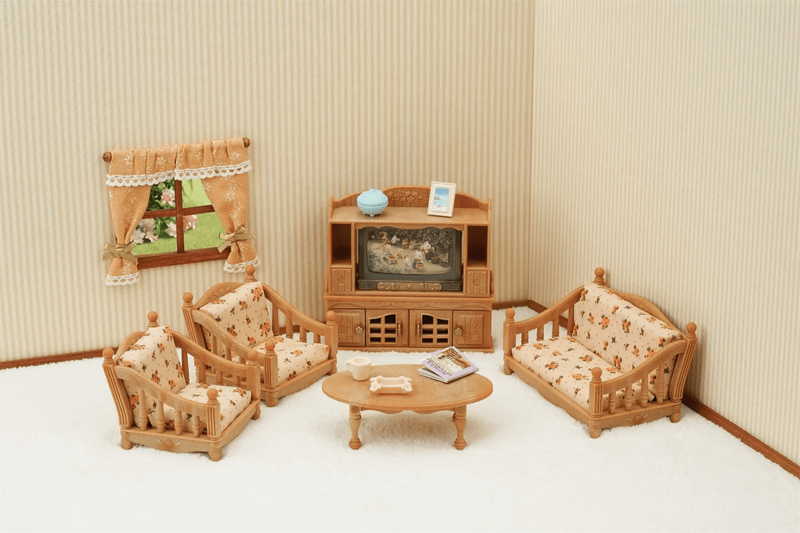 Sylvanian Families Comfy Living Room Set Furniture Playset for Ages 3+, side angle