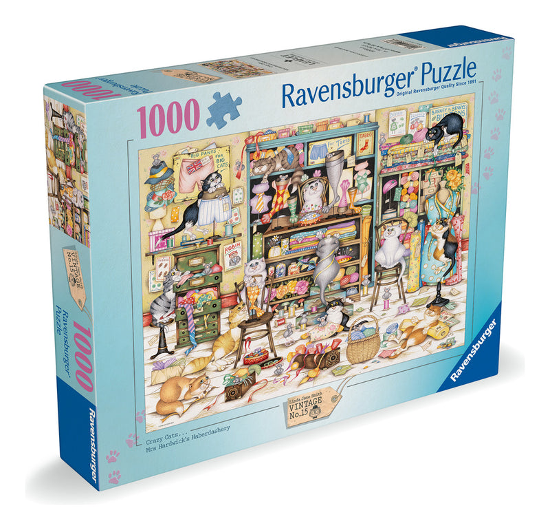Crazy Cats - Mrs Hardwick's Haberdashery 1000 Piece Jigsaw Puzzle