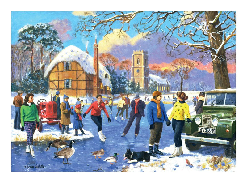Christmas Nostalgia Collection: Skating By The Church 1000 Piece Jigsaw Puzzle - Image