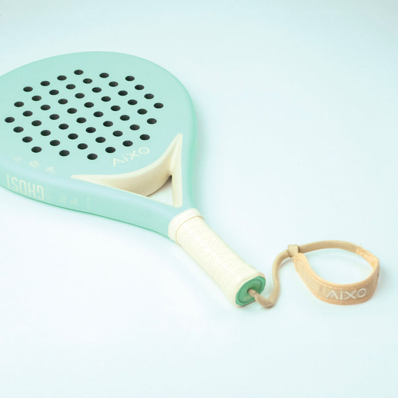 Aixo Pastel de Mint Ghost Padel Racket - Full Carbon - RL-B09, in display