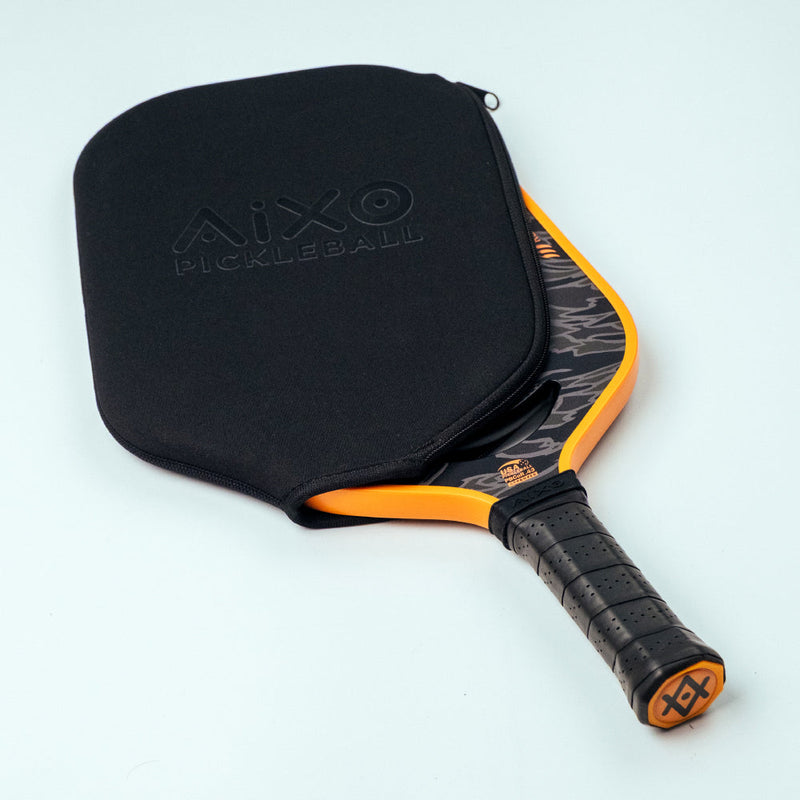 Aixo P14C Reaper Series Tiger King 18K Raw Carbon Pickleball Padel, close-up detail