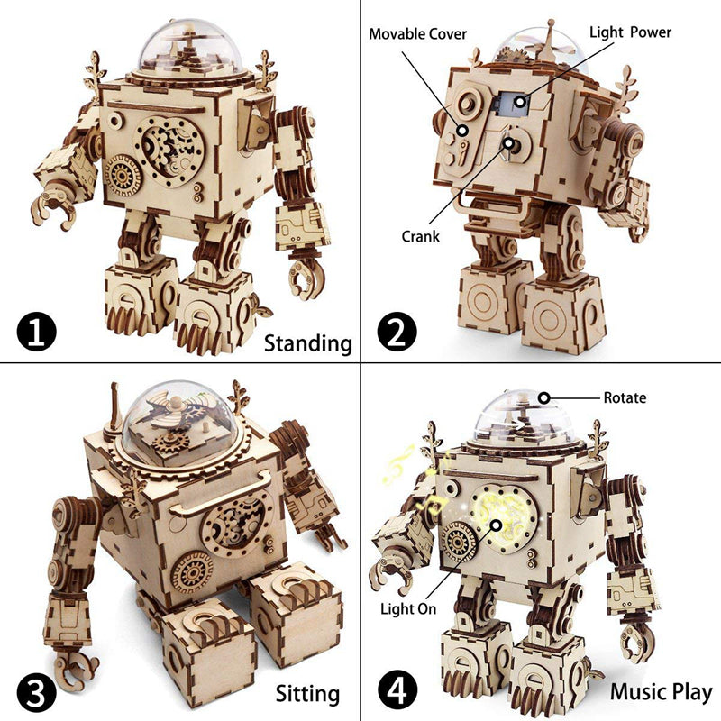 Robot Orpheus - Rokr 3D Wooden Puzzle - AM601, rear view