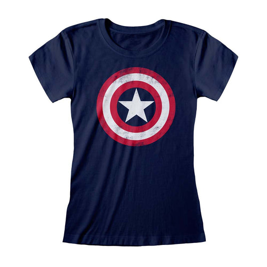 Marvel Comics Captain America Shield Distressed Women's T-Shirt collectible from Heroes Inc Dropship
