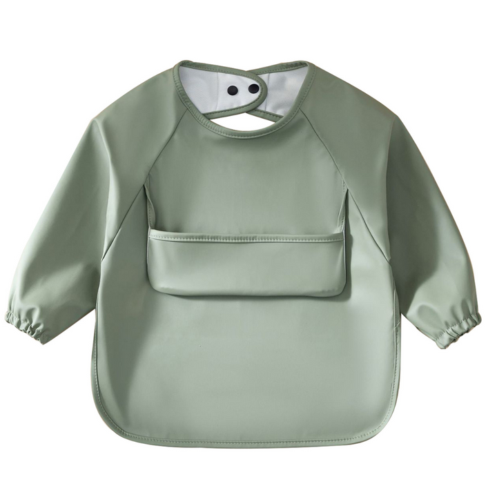 Alimos Long Sleeved Baby Bib 12-36 Months - Reversible Front Pocket for Baby Led Weaning - Waterproof & Easy to Clean - Ideal for Messy Mealtime - Cute & Practical Baby Feeding Bib - Infinity Collectables  - #tag1#