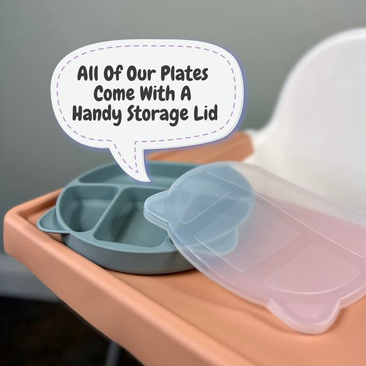 Alimos Silicone Baby Plates Plates Stay Put with Suction Feature Suction Plates for Babies Toddlers with Lid Dishwasher and Microwave Safe - Infinity Collectables  - #tag1#