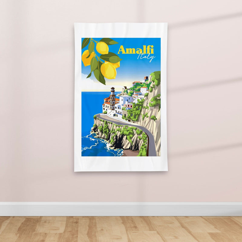 Amalfi Italy - Vintage Travel poster - Textile Poster collectible from https://britishmade.gifts/