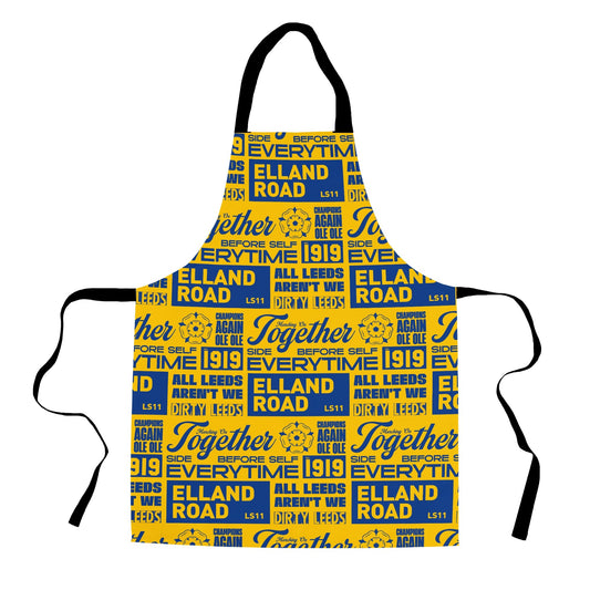Leeds - Word Montage - Yellow & Blue - Apron collectible from https://britishmade.gifts/