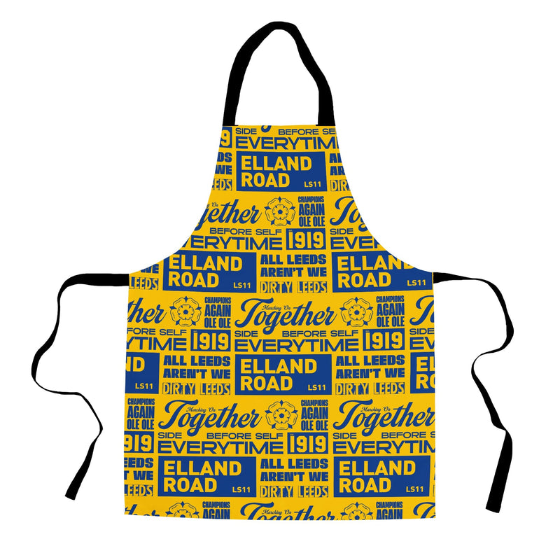 Leeds - Word Montage - Yellow & Blue - Apron collectible from https://britishmade.gifts/