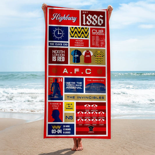 The Gooners History - Beach Towel - 150cm x 75cm collectible from https://britishmade.gifts/