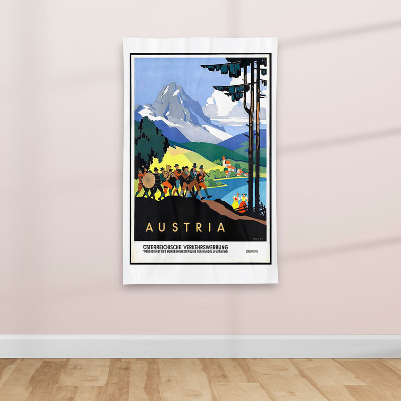 Austria - Vintage Travel poster - Textile Poster collectible from https://britishmade.gifts/