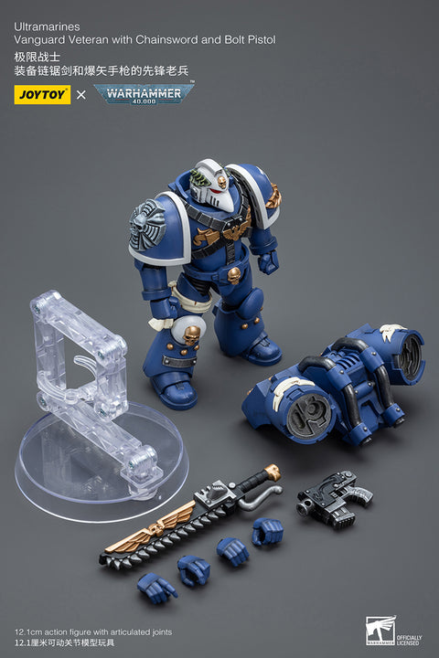 Warhammer 40K 1/18 Scale Ultramarines Vanguard Veteran with Chainsword and Bolt Pistol