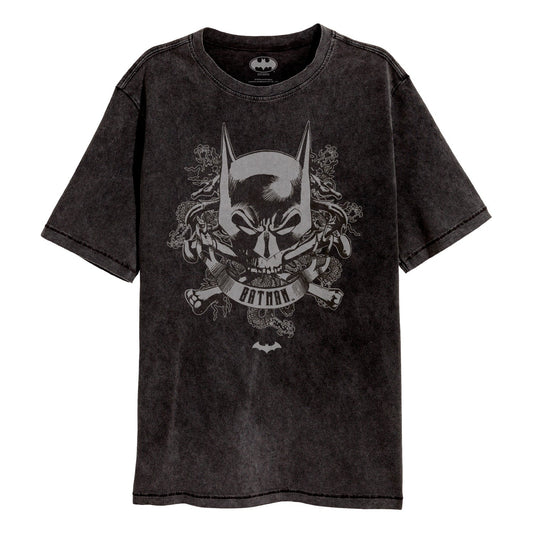 Batman Skull Crest SuperHeroes Inc. Acid Wash T-Shirt collectible from Heroes Inc Dropship