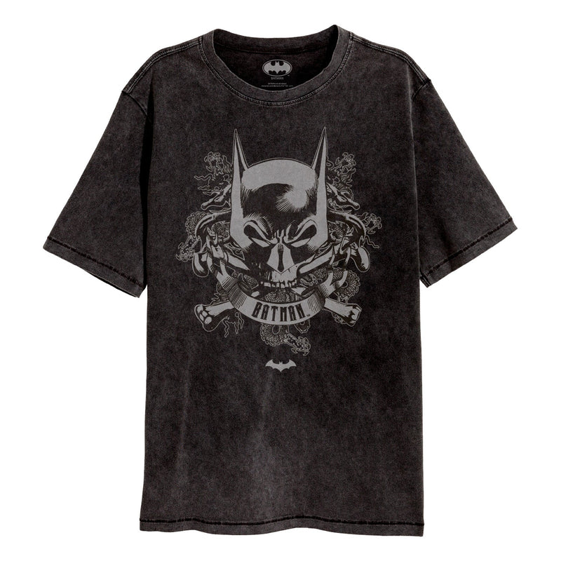 Batman Skull Crest SuperHeroes Inc. Acid Wash T-Shirt collectible from Heroes Inc Dropship