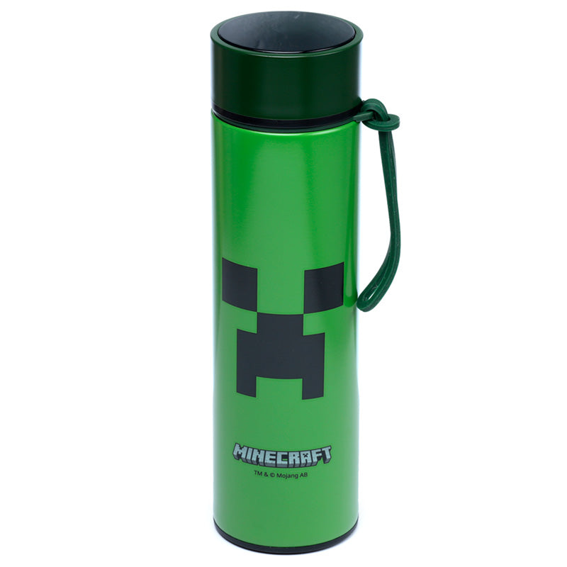 Minecraft Creeper Stainless Steel Insulated Drinks Bottle 450ml With Digital Thermometer