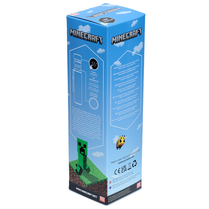 Minecraft Creeper Stainless Steel Insulated Drinks Bottle 450ml With Digital Thermometer