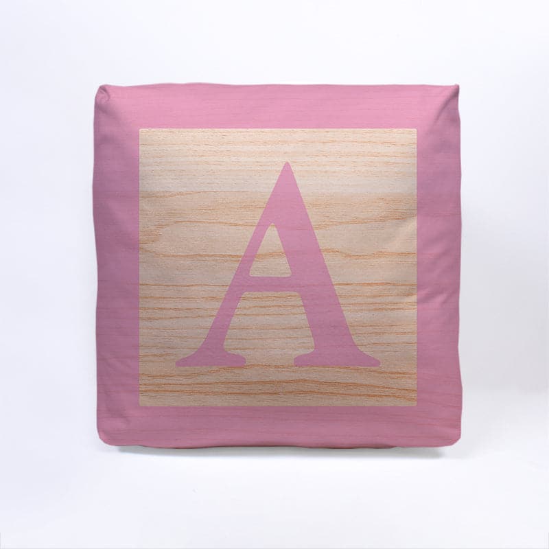 Pink Initial Baby Block Cube Cushion - 10 collectible from https://britishmade.gifts/