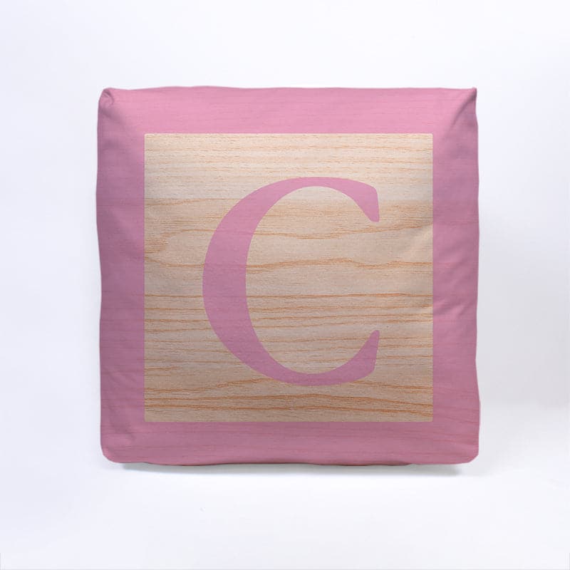 Pink Initial Baby Block Cube Cushion - 10, side angle