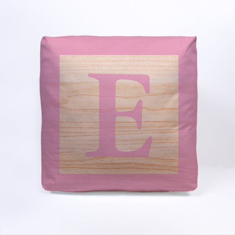 Pink Initial Baby Block Cube Cushion - 10, close-up detail
