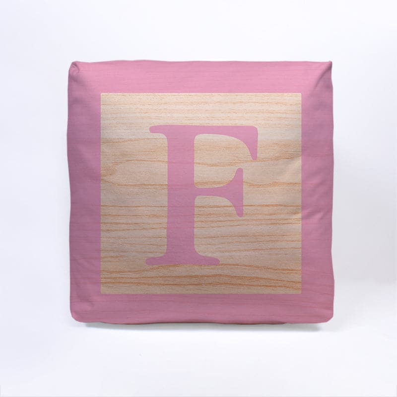 Pink Initial Baby Block Cube Cushion - 10, packaging shot