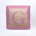 Pink Initial Baby Block Cube Cushion - 10, in display