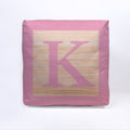 Pink Initial Baby Block Cube Cushion - 10, showing reverse