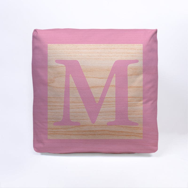 Pink Initial Baby Block Cube Cushion - 10, side angle