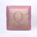 Pink Initial Baby Block Cube Cushion - 10, in display