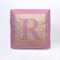 Pink Initial Baby Block Cube Cushion - 10, size reference