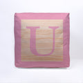 Pink Initial Baby Block Cube Cushion - 10, showing reverse