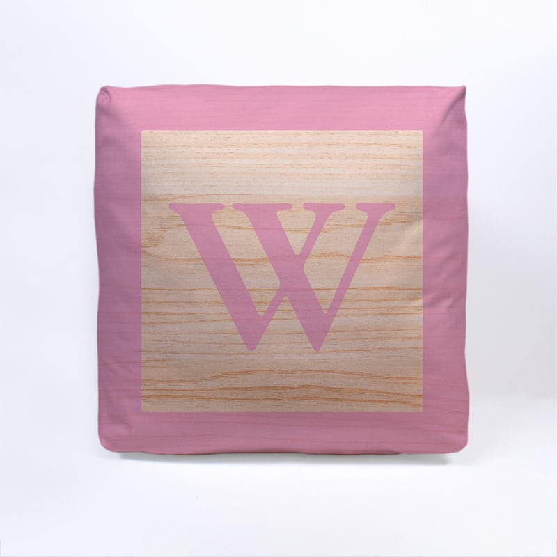 Pink Initial Baby Block Cube Cushion - 10, side angle