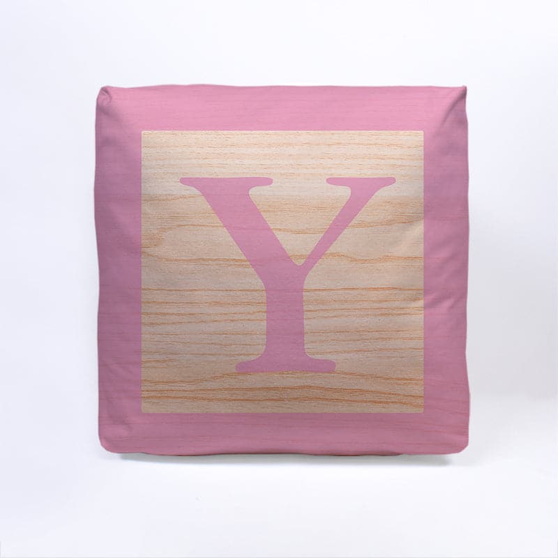 Pink Initial Baby Block Cube Cushion - 10, rear view